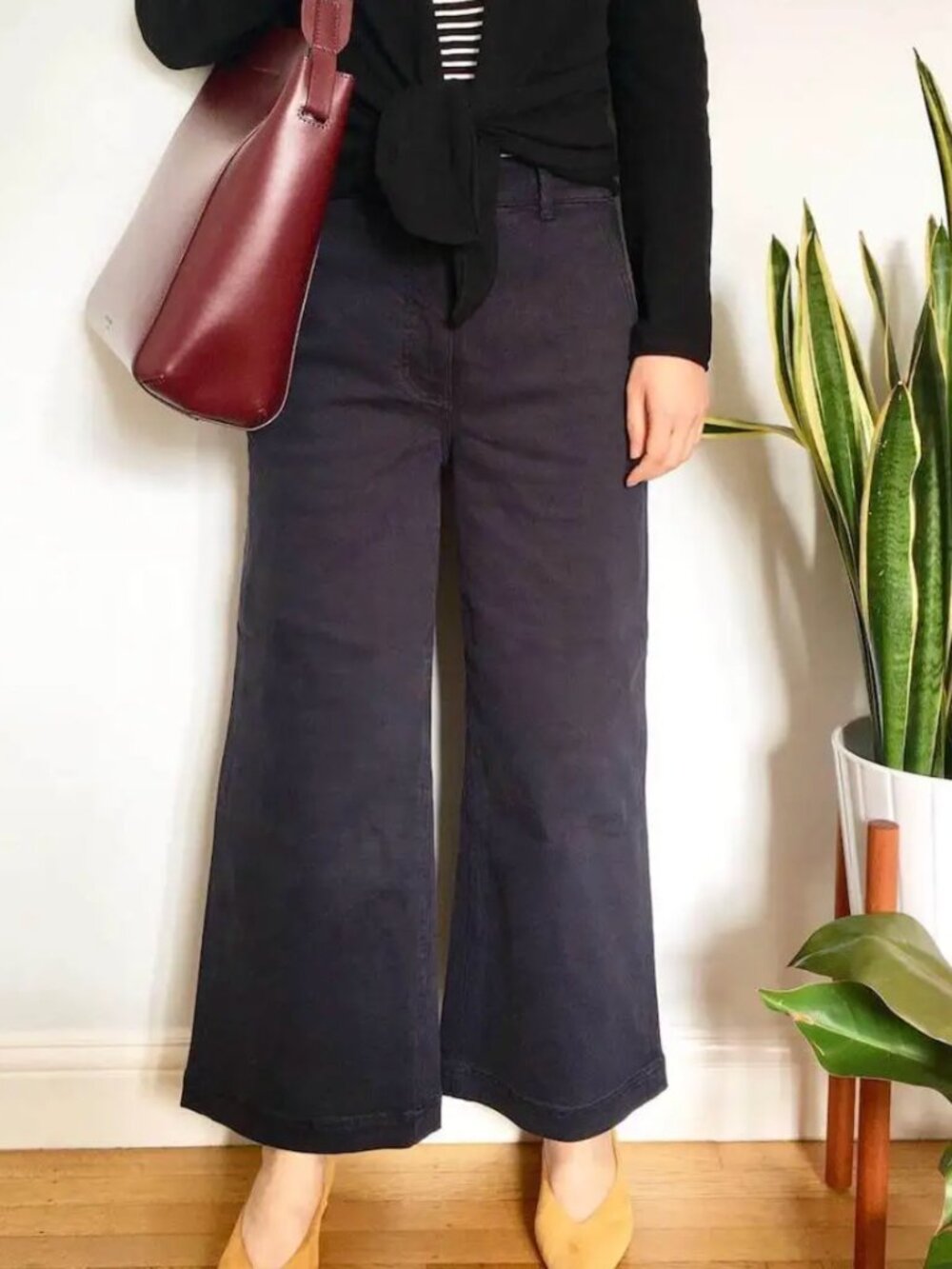 Everlane Black Cropped Wide Leg Pants Size 0 Regular High Rise